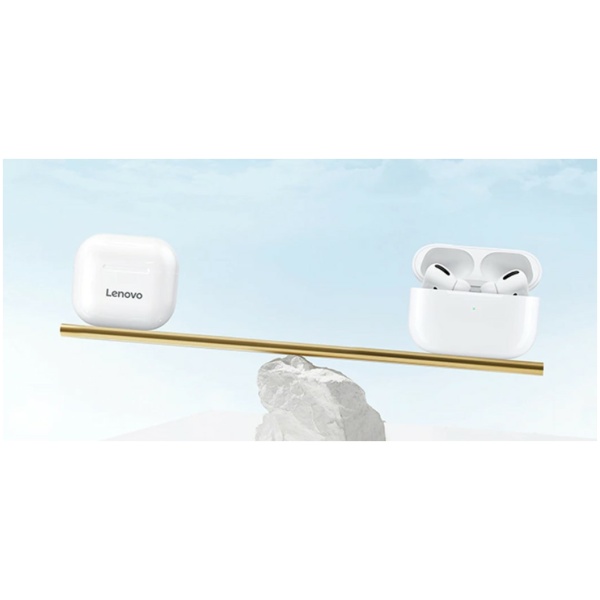⁦אוזניות אלחוטיות Lenovo LP40 Wireless TWS Earbuds - White⁩ – תמונה ⁦2⁩
