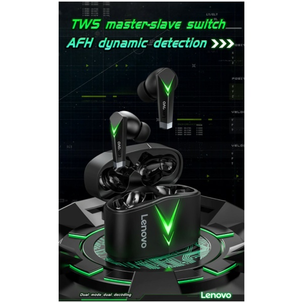 ⁦אוזניות אלחוטיות Lenovo LivePods LP6 Wireless TWS Gaming Earbuds - BLACK⁩ – תמונה ⁦5⁩